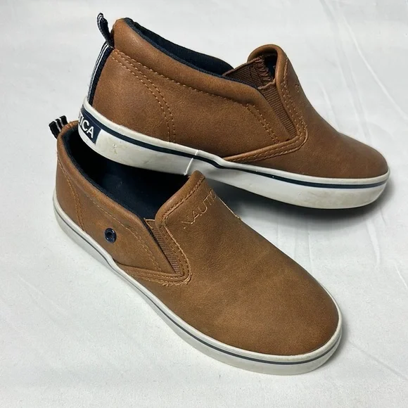 Nautica Brown Slip-On Kids Shoes with Elastic Panels - Picture 6 of 7
